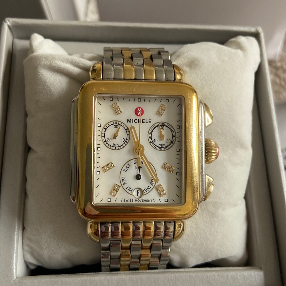 Michele Gold watch with Diamonds 18MM two tone